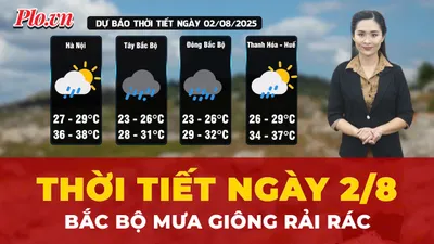 Thời tiết ngày 2-8: Bắc Bộ mưa giông rải rác, Trung Bộ tiếp tục nắng nóng gay gắt