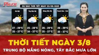 Thời tiết ngày 3-8: Nắng nóng tiếp diễn ở Trung Bộ, Tây Bắc có mưa lớn cục bộ