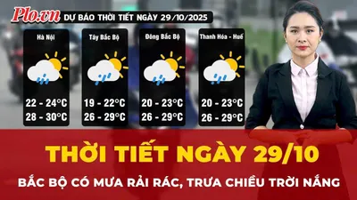 Thời tiết ngày 29-10: Bắc Bộ có mưa rải rác, trưa chiều trời nắng