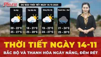 Thời tiết ngày 14-11: Bắc Bộ ngày nắng, đêm rét; Nam Bộ có mưa rào và giông