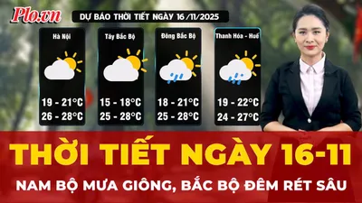 Thời tiết ngày 16-11: Nam Bộ mưa giông rải rác, Bắc Bộ đêm rét sâu