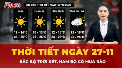 Thời tiết ngày 27-11: Bắc Bộ trời rét, Nam Bộ mưa rào