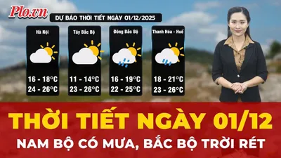 Thời tiết ngày 1-12: Nam Bộ có mưa, Bắc Bộ rét về đêm và sáng