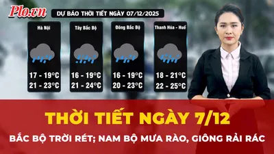 Thời tiết ngày 7-12: Bắc Bộ trời rét, Nam Bộ mưa rào và giông rải rác