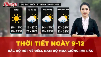 Thời tiết ngày 9-12: Bắc Bộ rét về đêm, Nam Bộ mưa giông rải rác