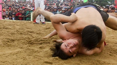 Nô nức xem trai Huế so tài trên sới vật làng Sình