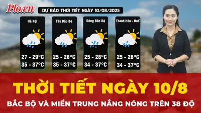 Dự báo thời tiết ngày 10-8: Bắc Bộ, Trung Bộ tiếp tục nắng nóng gay gắt trên 38 độ