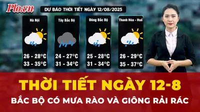 Dự báo thời tiết ngày 12-8: Bắc Bộ ngày nắng, vùng núi có mưa rào và giông rải rác