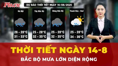 Dự báo thời tiết ngày 14-8: Bắc bộ có mưa lớn diện rộng