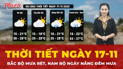Dự báo thời tiết ngày 17-11: Bắc Bộ mưa rét, Nam Bộ ngày nắng, đêm mưa