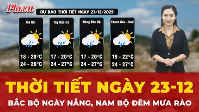 Dự báo thời tiết 23-12: Nam Bộ chiều tối và đêm có mưa rào, Bắc Bộ ngày nắng nhẹ