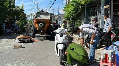 Video: Sau va chạm, nam phụ hồ bị xe tải cán tử vong 