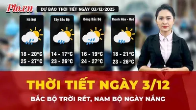 Thời tiết ngày 3/12: Bắc Bộ trời rét về đêm, Nam Bộ ngày nắng 