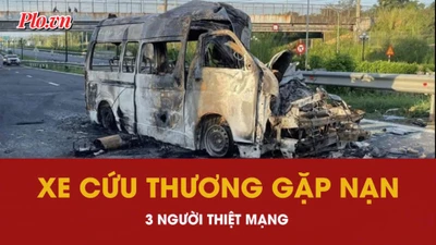 Video: Xe cứu thương bốc cháy trên cao tốc, 3 người tử vong