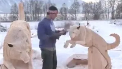 'Hô biến' 2 khúc gỗ thành 2 con vật dễ thương