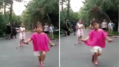 Ngỡ ngàng trước màn nhảy dây điêu luyện của bé gái