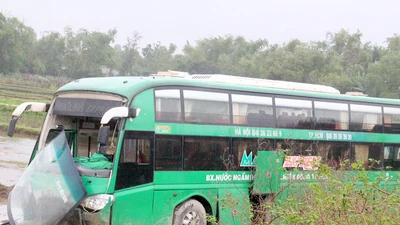 Tránh xe máy, xe khách lao xuống ruộng