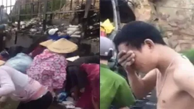 Tài xế khóc bất lực vì bị hôi của do xe chở hàng cháy