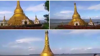 Chùa vàng ở Myanmar bị nước lũ nuốt chửng