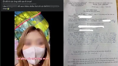 Đoạn clip gây xôn xao cộng đồng mạng nói về đàn ông đi xe số trong những ngày qua (trái) và đơn trình báo của chị N gửi cơ quan chức năng.