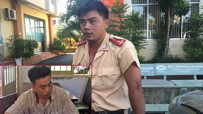 Tài xế đánh, đá tới tấp CSGT