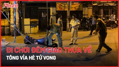 Đi chơi giao thừa về, thanh niên chạy xe máy tông vỉa hè tử vong