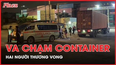 Xe máy va chạm container, hai thanh niên thương vong