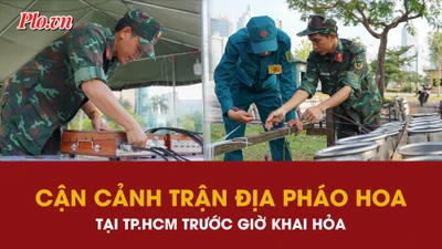 Cận cảnh trận địa pháo hoa tầm cao tại trung tâm TP.HCM trước giờ khai hỏa