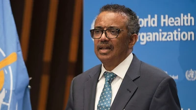 Tổng Giám đốc WHO Tedros Adhanom Ghebreyesus phát biểu tại đầu cầu Geneva (Thụy Sỹ) trong phiên họp WHA hôm 18-5. Ảnh: AFP