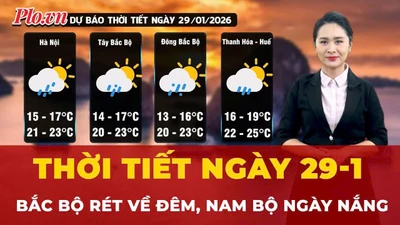 Dự báo thời tiết ngày 29-1: Bắc Bộ rét về đêm, Nam Bộ ngày nắng