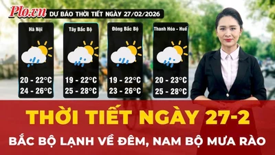 Dự báo thời tiết ngày 27-2: Bắc Bộ lạnh về đêm, Nam Bộ mưa rào