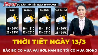 Dự báo thời tiết ngày 13-3: Bắc bộ có mưa vài nơi, Nam Bộ tối có mưa giông