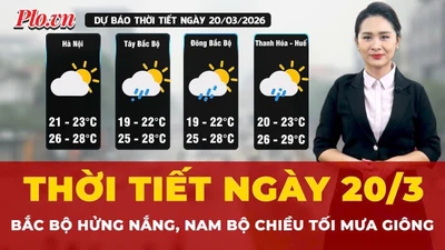 Dự báo thời tiết ngày 20-3: Bắc Bộ hửng nắng, Nam Bộ chiều tối mưa giông