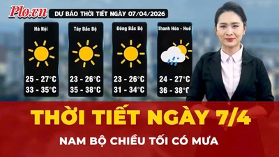 Dự báo thời tiết ngày 7-4: Bắc Bộ nắng nóng, Nam Bộ chiều tối có mưa