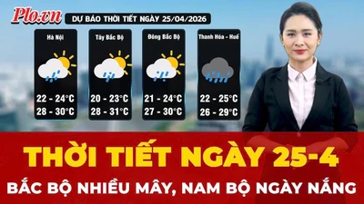 Dự báo thời tiết ngày 25-4: Bắc Bộ nhiều mây, Nam Bộ ngày nắng