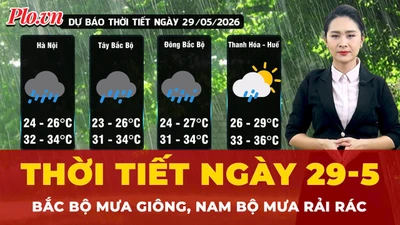 Dự báo thời tiết ngày 29-5: Bắc Bộ mưa giông, Nam Bộ mưa rải rác