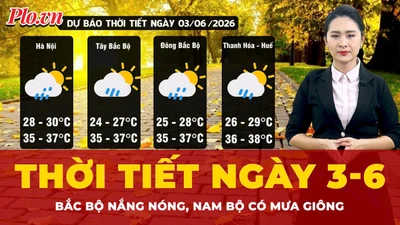 Dự báo thời tiết ngày 3-6: Bắc Bộ nắng nóng, Nam Bộ chiều tối mưa giông