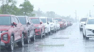 Tránh bão số 10, nhiều người dân ở Nghệ An đưa ô tô ra đỗ bên đường