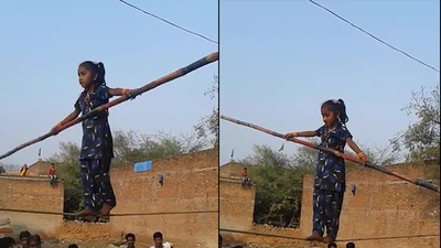 Nín thở xem bé gái 'múa' trên dây