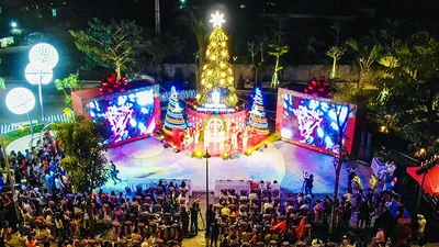 Người dân Long An đón Giáng sinh sớm tại đại lộ phố 3/2