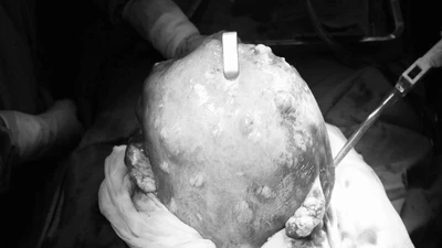 Đâm kim vào khối u hút máu ra ngoài, bị lở loét, hoại tử nặng