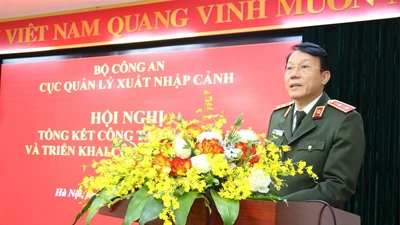 Thứ trưởng Bộ Công an Lương Tam Quang phát biểu tại hội nghị. Ảnh: BCA