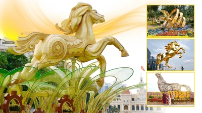 TP.HCM vào 'đường đua linh vật', ngựa Tết Bính Ngọ phủ khắp phố xuân