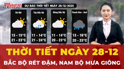 Thời tiết ngày 28-12: Bắc Bộ rét đậm, Nam Bộ chiều tối mưa giông