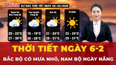 Thời tiết ngày 6-2: Bắc Bộ có mưa nhỏ, Nam Bộ ngày nắng