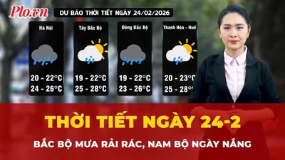 Thời tiết ngày 24-2: Bắc Bộ mưa rải rác, Nam Bộ ngày nắng
