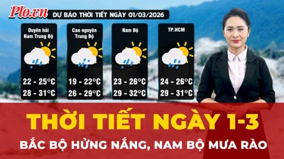 Thời tiết ngày 1-3: Bắc Bộ hửng nắng, Nam Bộ mưa rào