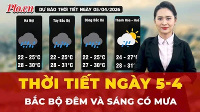 Thời tiết ngày 5-4: Bắc Bộ đêm và sáng có mưa, Nam Bộ ngày nắng
