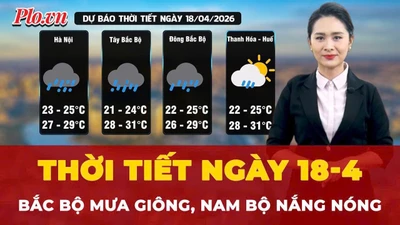 Thời tiết ngày 18-4: Bắc Bộ mưa giông, Nam Bộ nắng nóng