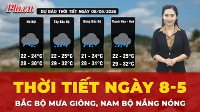 Thời tiết ngày 8-5: Bắc Bộ mưa giông, Nam Bộ nắng nóng